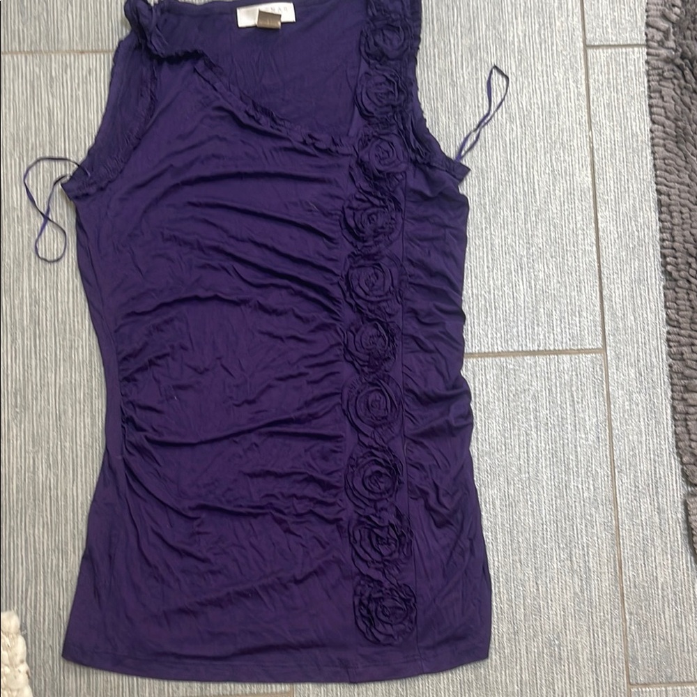 New Kenar top small purple, long with embellishment of roses, down one side